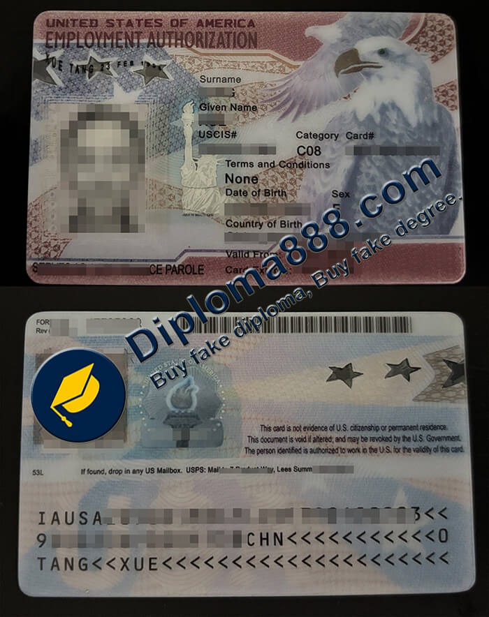 EAD 美国就业授权卡、美国工卡 EAD卡_国际办证ID