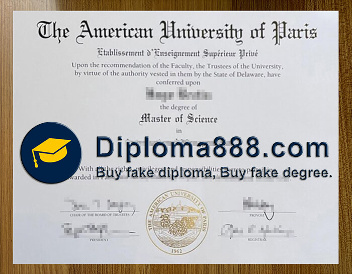 American University of Paris diploma