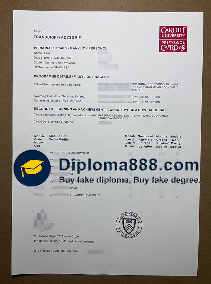 Cardiff University diploma