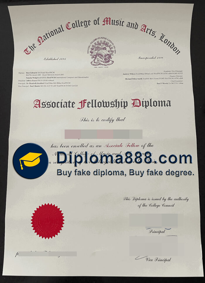 National College of Music and Arts certificate