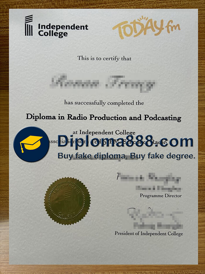 Independent College Dublin certificate