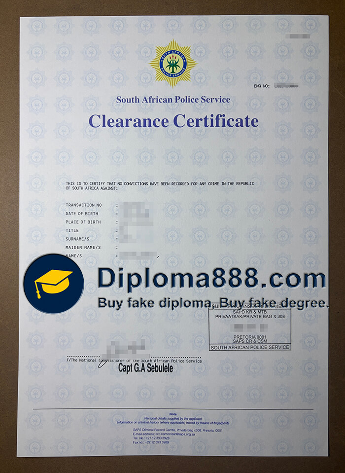 South African Police Clearance Certificate