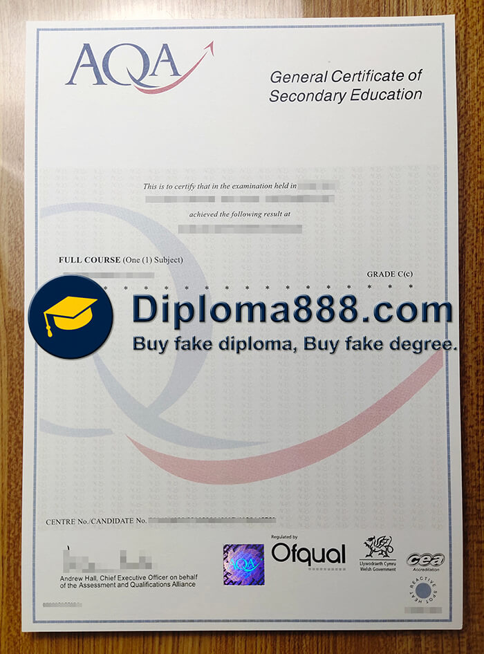 AQA GCSE certificate