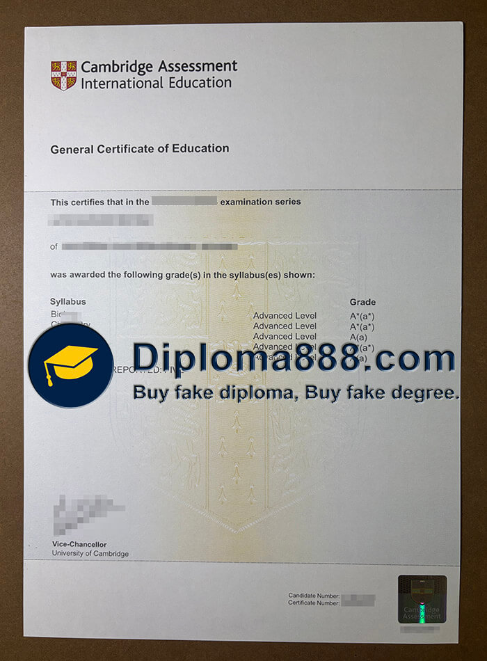 Cambridge GCE certificate