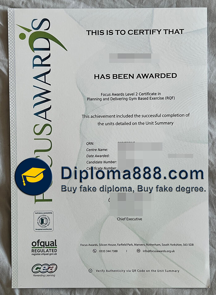 Focus Awards certificate