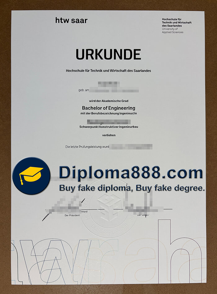 HTW Saar degree certificate