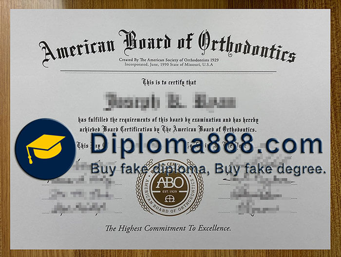 American Board of Orthodontics certificate