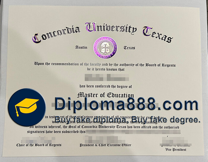Concordia University Texas diploma