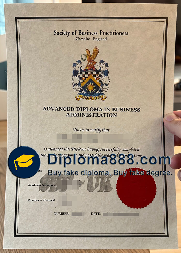 Society of Business Practitioners certificate