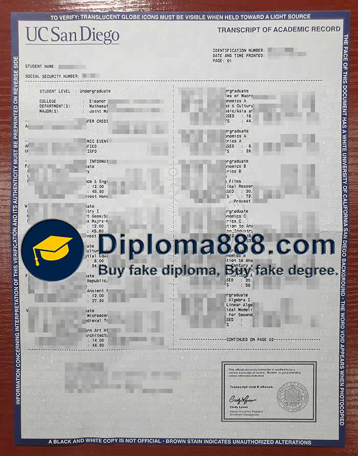 UC San Diego diploma