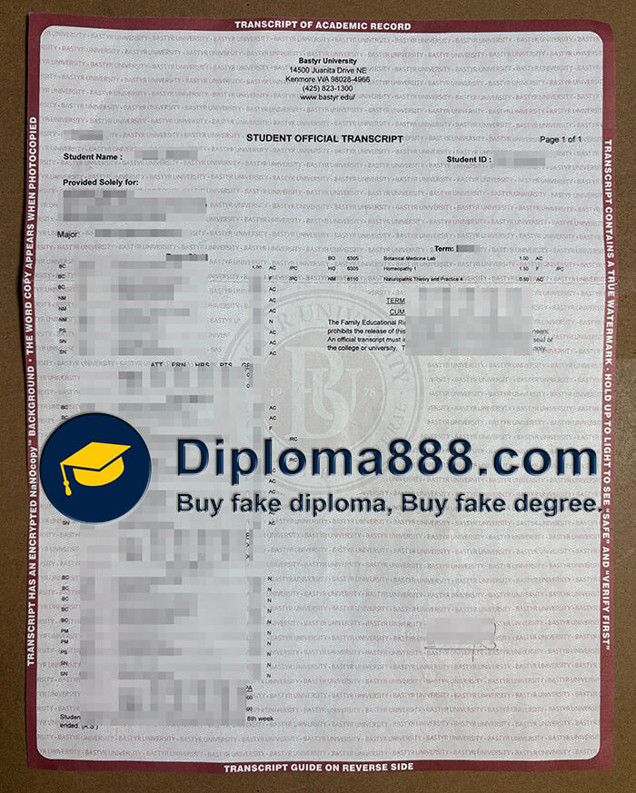 Bastyr University diploma