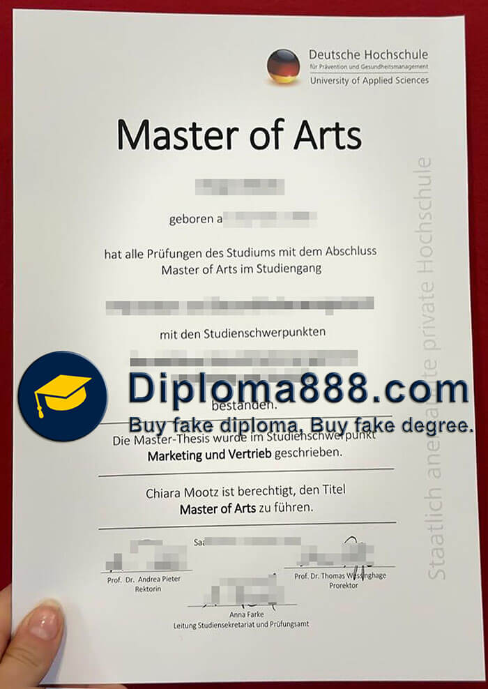 Deutsche Hochschule für Prävention und Gesundheitsmanagement Zeugnis