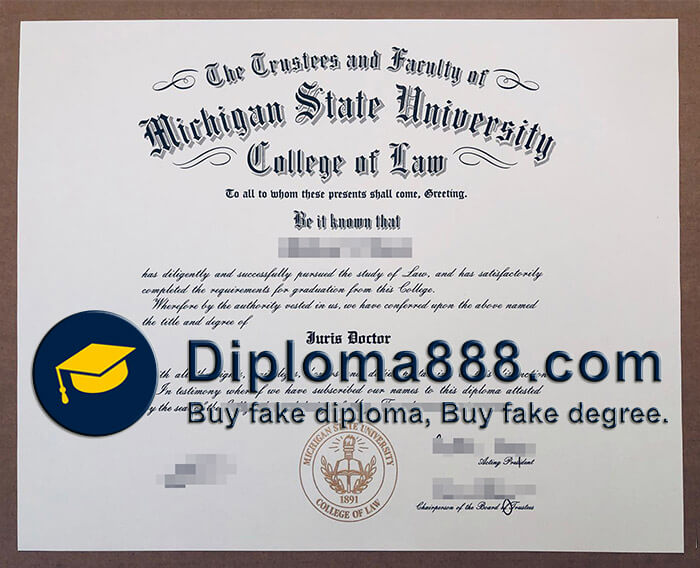 Michigan State University College of Law diploma