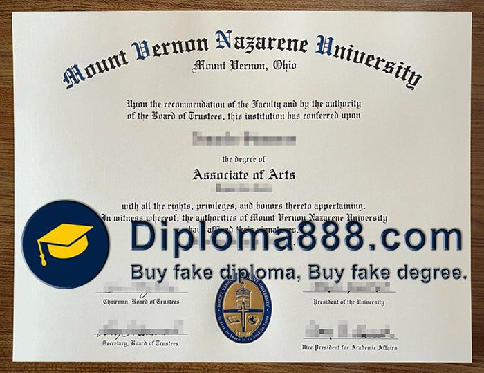 Mount Vernon Nazarene University diploma