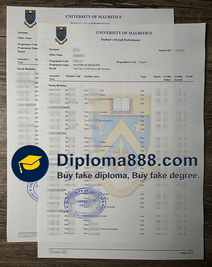University of Mauritius diploma