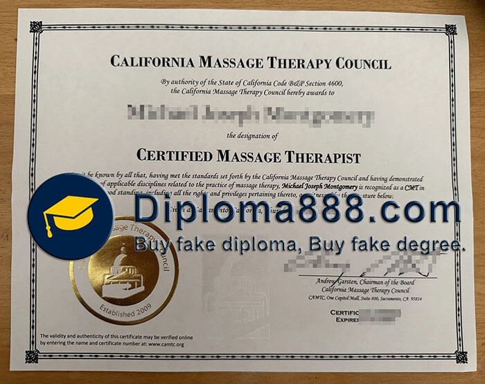 California Massage Therapy Council certificate