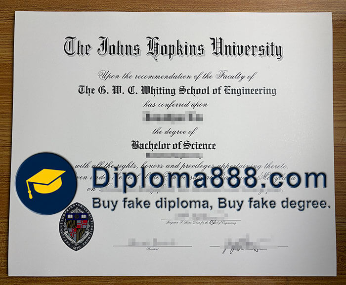 Johns Hopkins University diploma