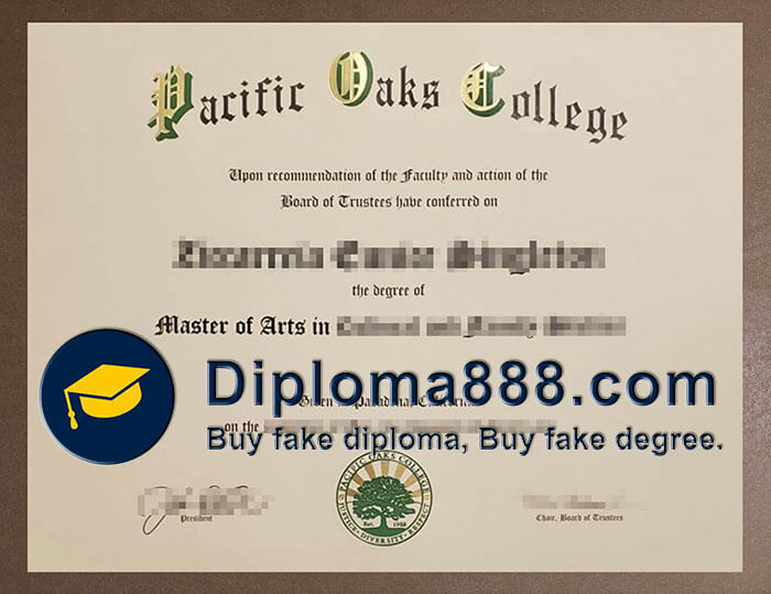 Pacific Oaks College diploma