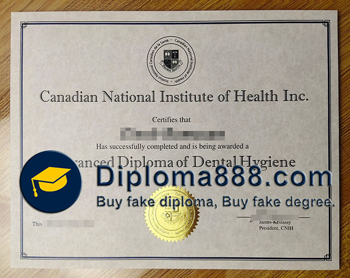 Canadian National Institute of Health certificate