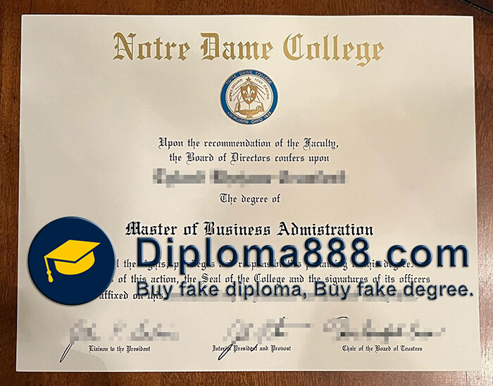 Notre Dame College diploma