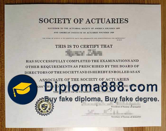 Society of Actuaries certificate