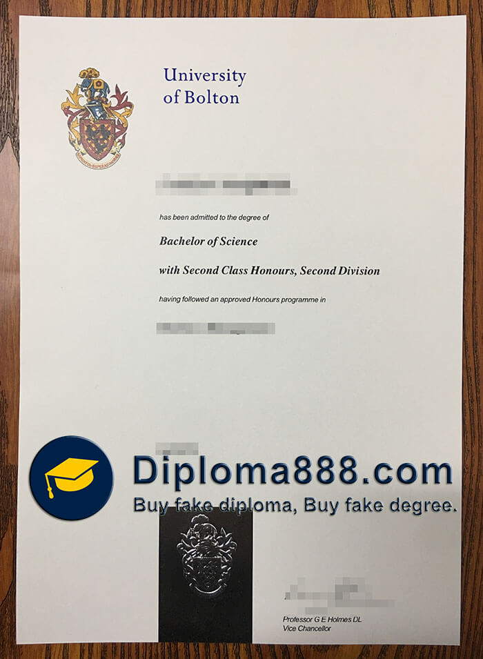 University of Bolton certificate