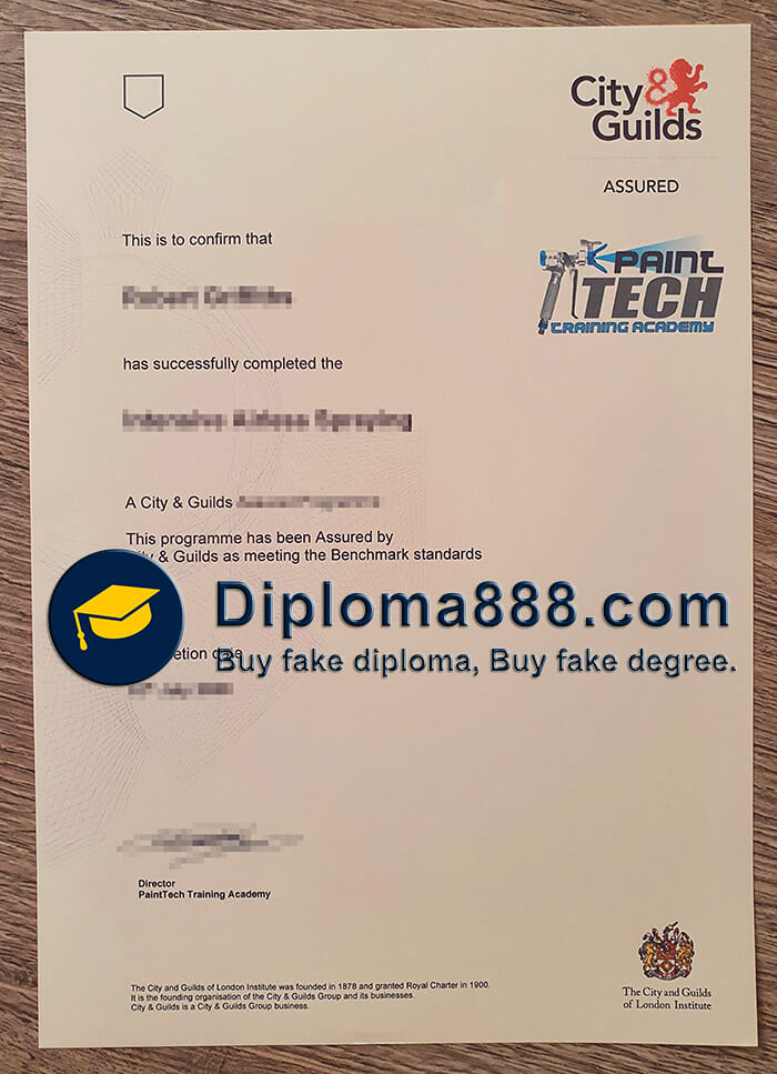 City and Guilds PaintTech Training Academy certificate