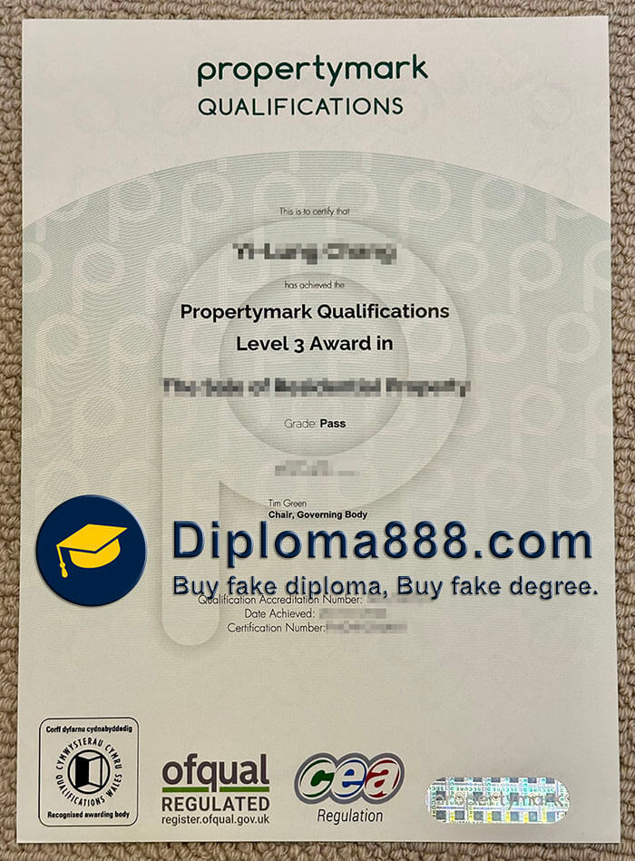 Propertymark Level 3 Award certificate
