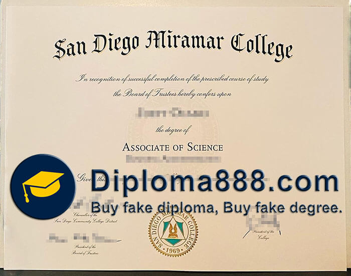 San Diego Miramar College diploma