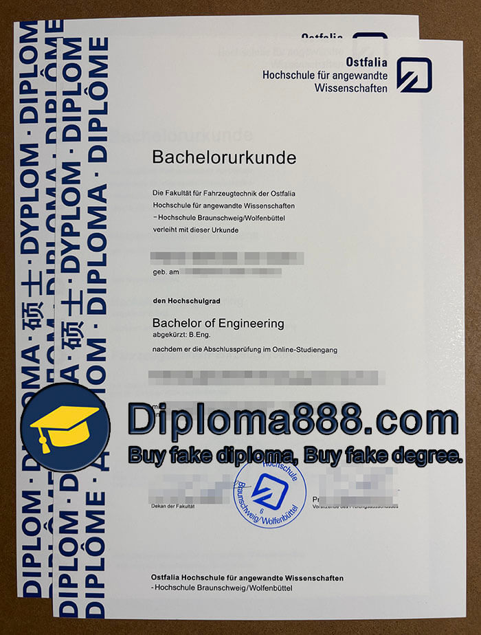 Ostfalia Hochschule für angewandte Wissenschaften Urkunde