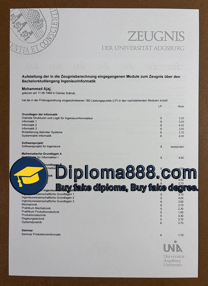 Universität Augsburg Urkunde