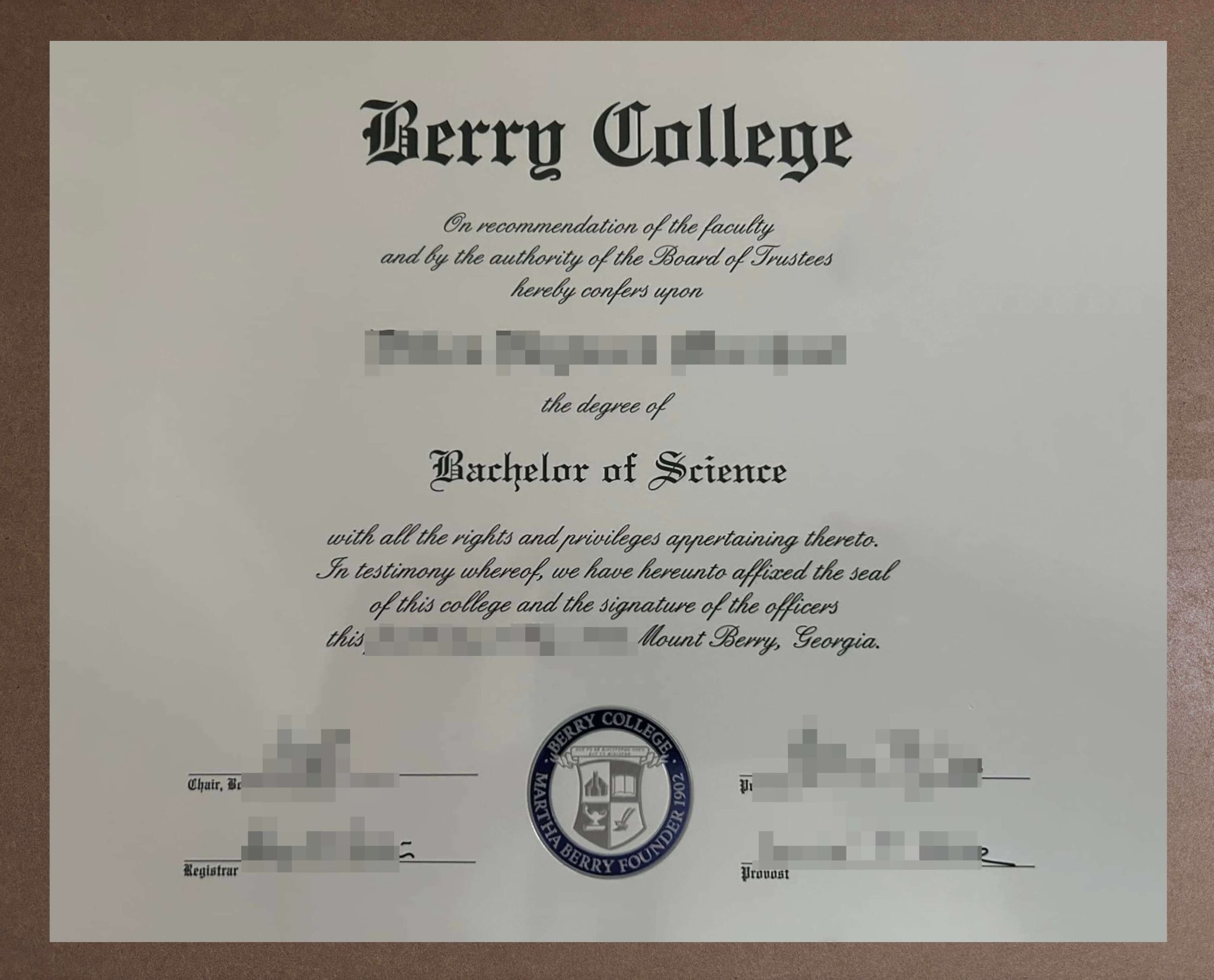 Online Help for Replacing Your Berry College degree certificate