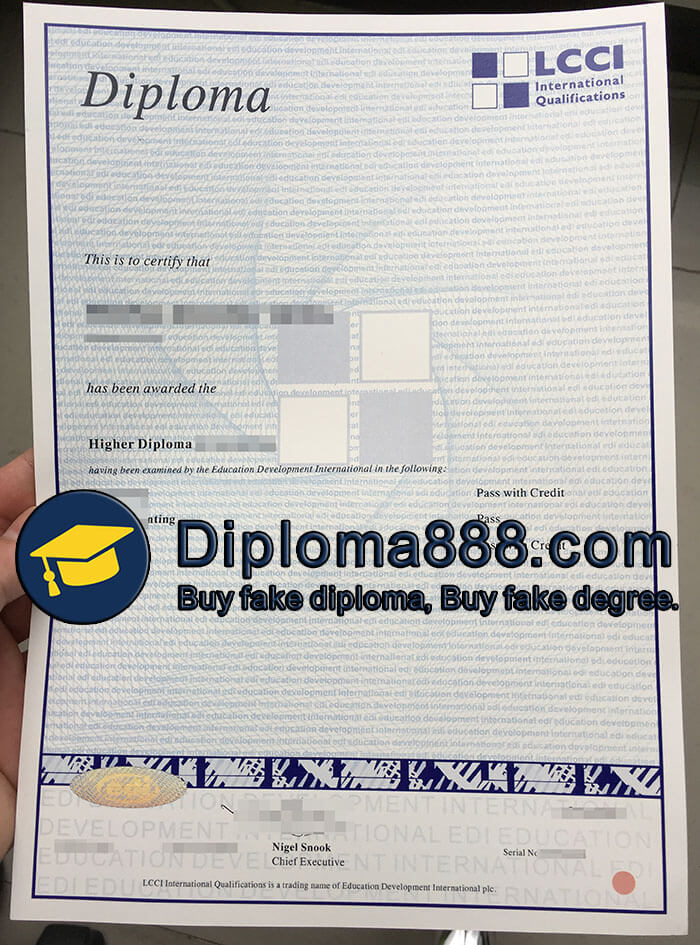 LCCI International Qualifications certificate