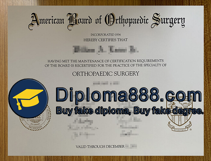 American Board of Orthopaedic Surgery certificate